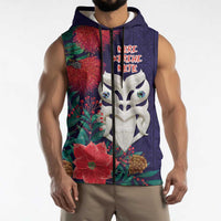 Maori Wheku Meri Kirihimete Personalised Sleeveless Zip Hoodie All Blue Indigenous Maori Motif LT9 - Polynesian Pride