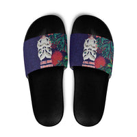 Maori Wheku Meri Kirihimete Personalised Slide Sandals All Blue Indigenous Maori Motif - Polynesian Pride