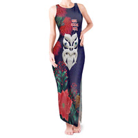 Maori Wheku Meri Kirihimete Personalised Tank Maxi Dress All Blue Indigenous Maori Motif LT9 Women Blue - Polynesian Pride