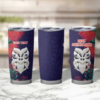 Maori Wheku Meri Kirihimete Personalised Tumbler Cup All Blue Indigenous Maori Motif LT9 - Polynesian Pride