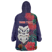 Maori Wheku Meri Kirihimete Personalised Wearable Blanket Hoodie All Blue Indigenous Maori Motif LT9 - Polynesian Pride