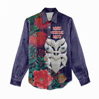 Maori Wheku Meri Kirihimete Personalised Women Casual Shirt All Blue Indigenous Maori Motif - Polynesian Pride