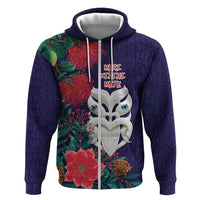 Maori Wheku Meri Kirihimete Personalised Zip Hoodie All Blue Indigenous Maori Motif LT9 Zip Hoodie Blue - Polynesian Pride
