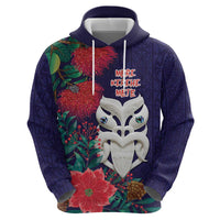 Maori Wheku Meri Kirihimete Personalised Zip Hoodie All Blue Indigenous Maori Motif LT9 - Polynesian Pride