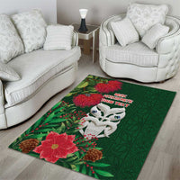Maori Wheku Meri Kirihimete Personalised Area Rug All Green Indigenous Maori Motif LT9 - Polynesian Pride
