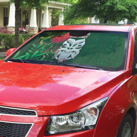 Maori Wheku Meri Kirihimete Personalised Auto Sun Shade All Green Indigenous Maori Motif - Polynesian Pride