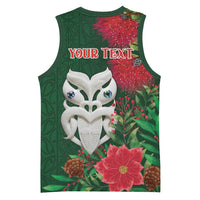 Maori Wheku Meri Kirihimete Personalised Basketball Jersey All Green Indigenous Maori Motif LT9 - Polynesian Pride