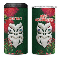 Maori Wheku Meri Kirihimete Personalised 4 in 1 Can Cooler Tumbler All Green Indigenous Maori Motif LT9 One Size: 16 oz Green - Polynesian Pride