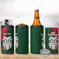 Maori Wheku Meri Kirihimete Personalised 4 in 1 Can Cooler Tumbler All Green Indigenous Maori Motif LT9 - Polynesian Pride