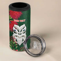 Maori Wheku Meri Kirihimete Personalised 4 in 1 Can Cooler Tumbler All Green Indigenous Maori Motif LT9 - Polynesian Pride