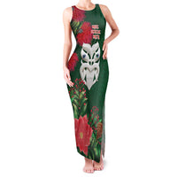 Maori Wheku Meri Kirihimete Personalised Family Matching Tank Maxi Dress and Hawaiian Shirt All Green Indigenous Maori Motif LT9 Mom's Dress Green - Polynesian Pride
