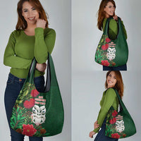 Maori Wheku Meri Kirihimete Personalised Grocery Bag All Green Indigenous Maori Motif LT9 - Polynesian Pride