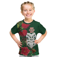Maori Wheku Meri Kirihimete Personalised Kid T Shirt All Green Indigenous Maori Motif LT9 Green - Polynesian Pride