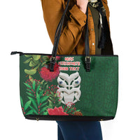 Maori Wheku Meri Kirihimete Personalised Leather Tote Bag All Green Indigenous Maori Motif LT9 - Polynesian Pride