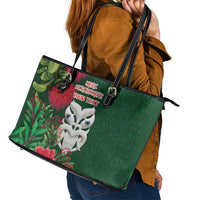 Maori Wheku Meri Kirihimete Personalised Leather Tote Bag All Green Indigenous Maori Motif LT9 - Polynesian Pride