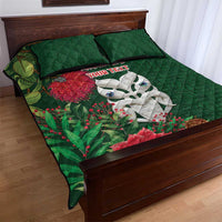 Maori Wheku Meri Kirihimete Personalised Quilt Bed Set All Green Indigenous Maori Motif LT9 - Polynesian Pride