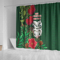 Maori Wheku Meri Kirihimete Personalised Shower Curtain All Green Indigenous Maori Motif LT9 - Polynesian Pride