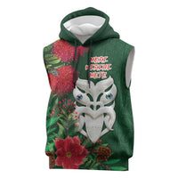 Maori Wheku Meri Kirihimete Personalised Sleeveless Hoodie All Green Indigenous Maori Motif LT9 Green - Polynesian Pride