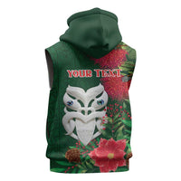Maori Wheku Meri Kirihimete Personalised Sleeveless Hoodie All Green Indigenous Maori Motif LT9 - Polynesian Pride