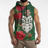 Maori Wheku Meri Kirihimete Personalised Sleeveless Hoodie All Green Indigenous Maori Motif LT9 - Polynesian Pride