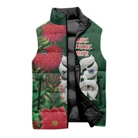 Maori Wheku Meri Kirihimete Personalised Sleeveless Puffer Jacket All Green Indigenous Maori Motif LT9 - Polynesian Pride