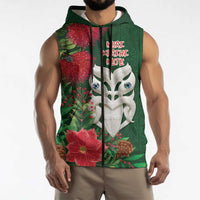 Maori Wheku Meri Kirihimete Personalised Sleeveless Zip Hoodie All Green Indigenous Maori Motif LT9 - Polynesian Pride