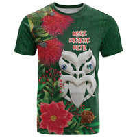 Maori Wheku Meri Kirihimete Personalised T Shirt All Green Indigenous Maori Motif LT9 Green - Polynesian Pride