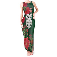 Maori Wheku Meri Kirihimete Personalised Tank Maxi Dress All Green Indigenous Maori Motif LT9 Women Green - Polynesian Pride