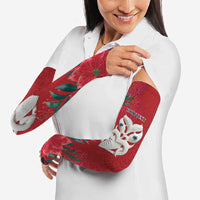 Maori Wheku Meri Kirihimete Personalised Arm Sleeves All Red Indigenous Maori Motif - Polynesian Pride