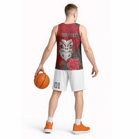 Maori Wheku Meri Kirihimete Personalised Basketball Jersey All Red Indigenous Maori Motif LT9 - Polynesian Pride