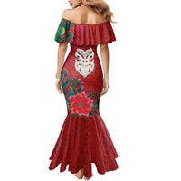 Maori Wheku Meri Kirihimete Personalised Family Matching Mermaid Dress and Hawaiian Shirt All Red Indigenous Maori Motif LT9 - Polynesian Pride