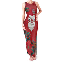 Maori Wheku Meri Kirihimete Personalised Family Matching Tank Maxi Dress and Hawaiian Shirt All Red Indigenous Maori Motif LT9 Mom's Dress Red - Polynesian Pride