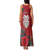 Maori Wheku Meri Kirihimete Personalised Family Matching Tank Maxi Dress and Hawaiian Shirt All Red Indigenous Maori Motif LT9 - Polynesian Pride