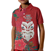 Maori Wheku Meri Kirihimete Personalised Kid Polo Shirt All Red Indigenous Maori Motif LT9 Kid Red - Polynesian Pride