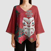 Maori Wheku Meri Kirihimete Personalised Kimono Sleeve Blouse All Red Indigenous Maori Motif LT9 - Polynesian Pride