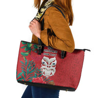 Maori Wheku Meri Kirihimete Personalised Leather Tote Bag All Red Indigenous Maori Motif LT9 Red - Polynesian Pride