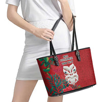 Maori Wheku Meri Kirihimete Personalised Leather Tote Bag All Red Indigenous Maori Motif LT9 - Polynesian Pride