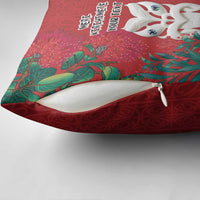 Maori Wheku Meri Kirihimete Personalised Pillow Cover All Red Indigenous Maori Motif - Polynesian Pride