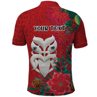 Maori Wheku Meri Kirihimete Personalised Polo Shirt All Red Indigenous Maori Motif - Polynesian Pride