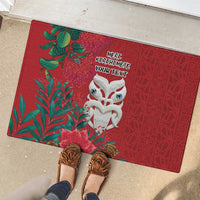 Maori Wheku Meri Kirihimete Personalised Rubber Doormat All Red Indigenous Maori Motif LT9 - Polynesian Pride