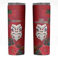 Maori Wheku Meri Kirihimete Personalised Skinny Tumbler All Red Indigenous Maori Motif LT9 Red - Polynesian Pride