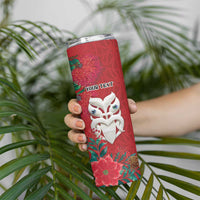 Maori Wheku Meri Kirihimete Personalised Skinny Tumbler All Red Indigenous Maori Motif LT9 - Polynesian Pride