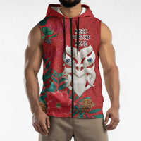 Maori Wheku Meri Kirihimete Personalised Sleeveless Zip Hoodie All Red Indigenous Maori Motif LT9 - Polynesian Pride