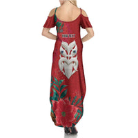 Maori Wheku Meri Kirihimete Personalised Summer Maxi Dress All Red Indigenous Maori Motif LT9 - Polynesian Pride