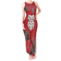 Maori Wheku Meri Kirihimete Personalised Tank Maxi Dress All Red Indigenous Maori Motif LT9 Women Red - Polynesian Pride
