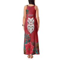 Maori Wheku Meri Kirihimete Personalised Tank Maxi Dress All Red Indigenous Maori Motif LT9 - Polynesian Pride
