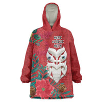 Maori Wheku Meri Kirihimete Personalised Wearable Blanket Hoodie All Red Indigenous Maori Motif LT9 One Size Red - Polynesian Pride