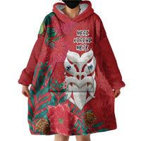 Maori Wheku Meri Kirihimete Personalised Wearable Blanket Hoodie All Red Indigenous Maori Motif LT9 - Polynesian Pride