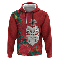 Maori Wheku Meri Kirihimete Personalised Zip Hoodie All Red Indigenous Maori Motif LT9 Pullover Hoodie Red - Polynesian Pride
