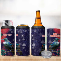 Tui Meri Kirihimete Personalised 4 in 1 Can Cooler Tumbler Pohutukawa Flowers Blue Motif LT9 - Polynesian Pride